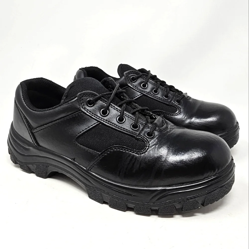 Work Zone Mens Size 6 Safety Toe Black‎ Leather Work Shoes N477 Lace Up